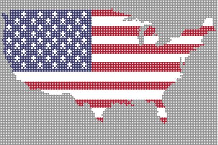 Dot map USA with USA flag colorのイラスト素材