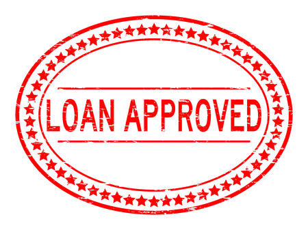 Grunge red loan approve oval rubber stampのイラスト素材