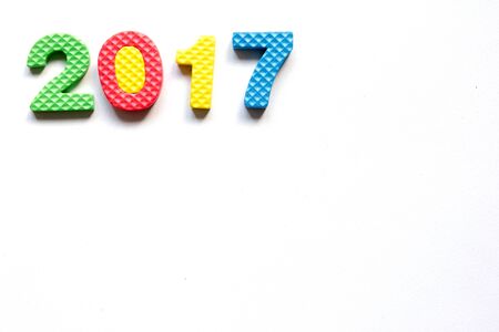Wording 2017 from toy alphabet on white background (Concept of Happy new year)の写真素材