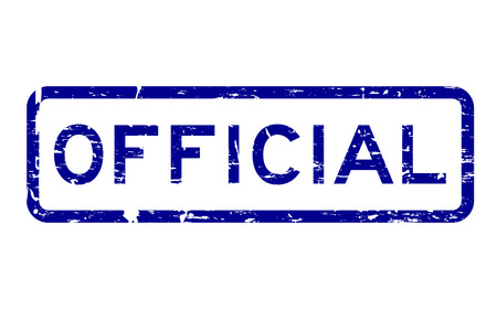 Grunge blue official square rubber seal stamp on white backgroundのイラスト素材