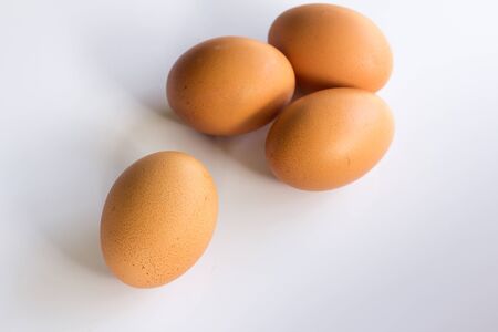 Brown egg on white background