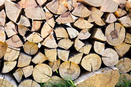 Stack of brown wooden log background