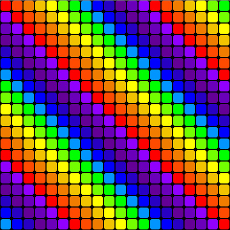 Colorful rainbow square pattern on black backgroundのイラスト素材