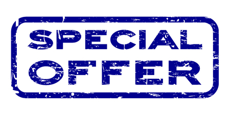 Grunge blue special offer square rubber seal stampのイラスト素材