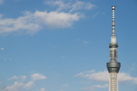 Tokyo, Japan, April 24,2017 Tokyo skytree, the highest tower in Japan with blue sky backgroundのeditorial素材