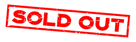 Grunge red sold out wording square rubber seal stamp on white backgroundのイラスト素材