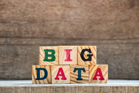 Wood alphabet block as big data wording backgroundの写真素材