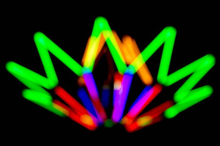 Abstract multi color of glow fluorescent on black backgroundの写真素材