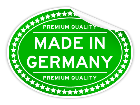 Green color premium quality made in germany oval seal sticker on white backgroundのイラスト素材