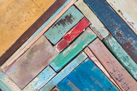 Old various color of wood panel textured backgroundの写真素材