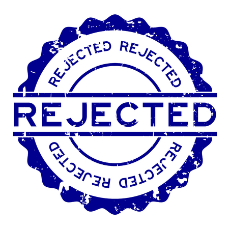 Grunge blue rejected word round rubber seal stamp on white backgroundのイラスト素材