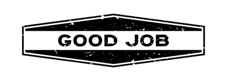 Grunge black good job word hexagon rubber seal stamp on white backgroundのイラスト素材