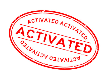 Grunge red activated word oval rubber seal stamp on white backgroundのイラスト素材