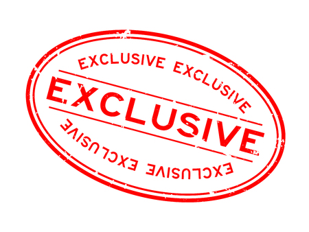 Grunge red exclusive word oval rubber seal stamp on white backgroundのイラスト素材