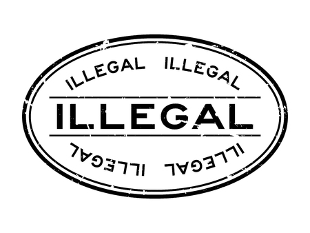 Grunge black illegal word oval rubber seal stamp on white backgroundのイラスト素材