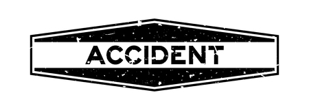 Grunge black accident word hexagon rubber seal stamp on white backgroundのイラスト素材