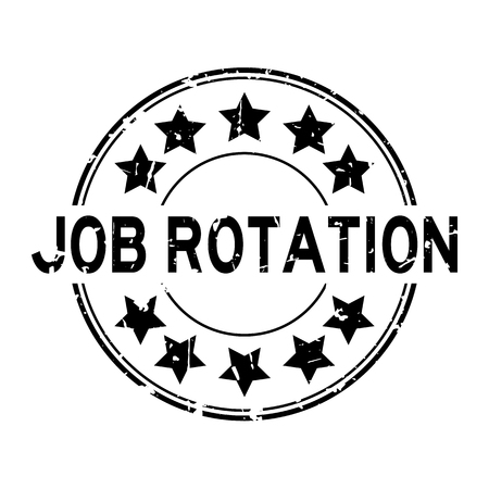 Grunge black job rotation word with star icon round rubber seal stamp on white backgroundのイラスト素材
