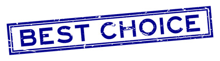 Grunge blue best choice word square rubber seal stamp on white backgroundのイラスト素材