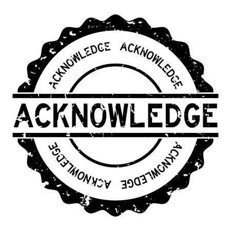 Grunge black acknowledge word round rubber seal stamp on white backgroundのイラスト素材
