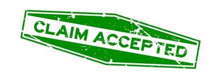 Grunge green claim accepted word hexagon rubber seal stamp on white backgroundのイラスト素材
