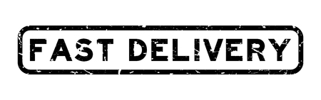 Grunge black fast delivery word square rubber seal stamp on white backgroundのイラスト素材