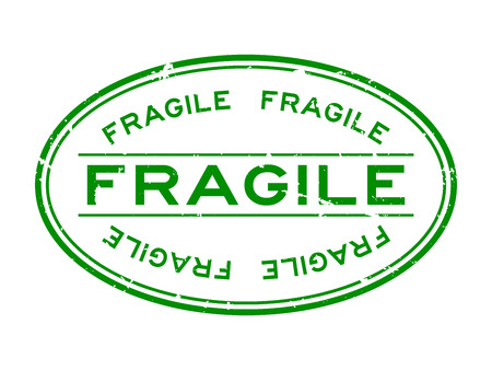 Grunge green fragile word oval rubber seal stamp on white backgroundのイラスト素材