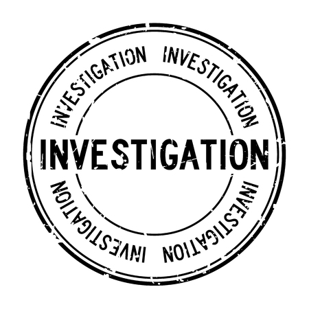 Grunge black investigation word round rubber seal stamp on white backgroundのイラスト素材