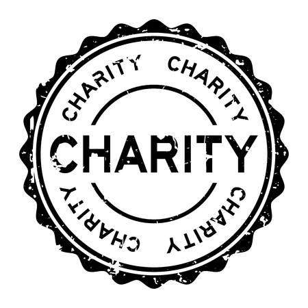 Grunge black charity word round rubber seal stamp on white backgroundのイラスト素材