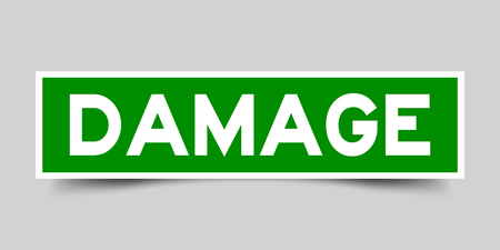Square green color sticker with word damage on gray backgroundのイラスト素材