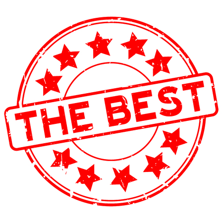 Grunge red the best word with star icon rubber seal stamp on white backgroundのイラスト素材