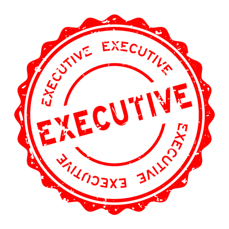 Grunge red executive word round rubber seal stamp on white backgroundのイラスト素材