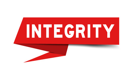 Red paper speech banner with word integrity on white background (Vector)のイラスト素材