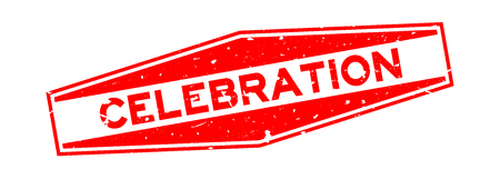 Grunge red celebration word hexagon rubber seal stamp on white backgroundのイラスト素材
