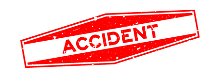 Grunge red accident word hexagon rubber seal stamp on white backgroundのイラスト素材