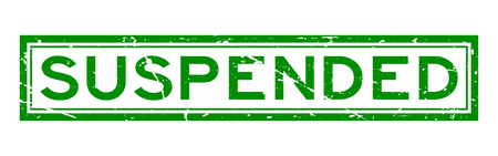 Grunge green suspended word square rubber seal stamp on white backgroundのイラスト素材