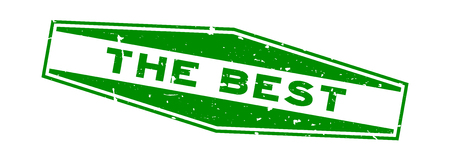 Grunge green the best word hexagon rubber seal stamp on white backgroundのイラスト素材