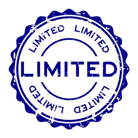 Grunge blue limited word round rubber seal stamp on white backgroundのイラスト素材