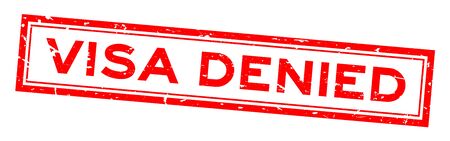 Grunge red visa denied word rubber seal stamp on white backgroundのイラスト素材