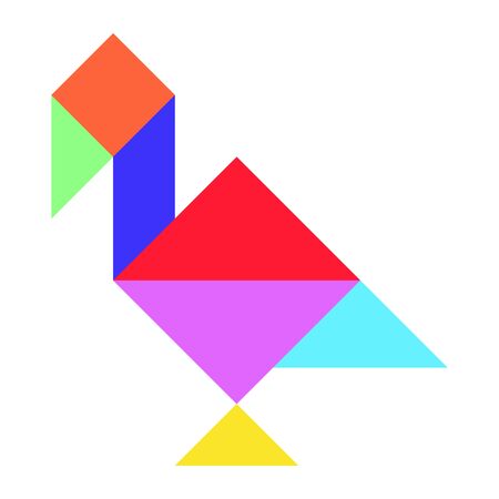 Color tangram puzzle in duck or swan shape on white background (Vector)のイラスト素材