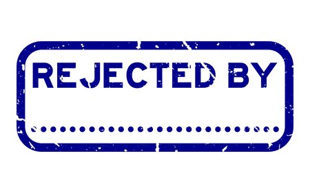 Grunge blue rejected by with dot for signature square rubber seal stamp on white backgroundのイラスト素材