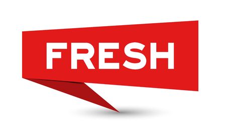 Red paper speech banner with word fresh on white backgroundのイラスト素材