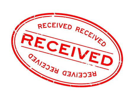 Grunge red received word oval rubber seal stamp on white backgroundのイラスト素材