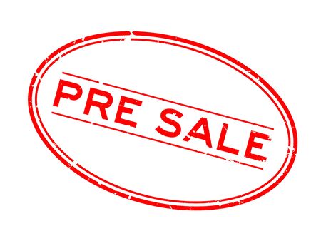 Grunge red pre sale word oval rubber seal stamp on white backgroundのイラスト素材