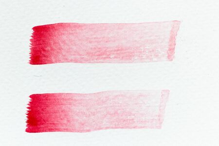 Red color watercolor handdrawing as line brush on white paper backgroundの写真素材