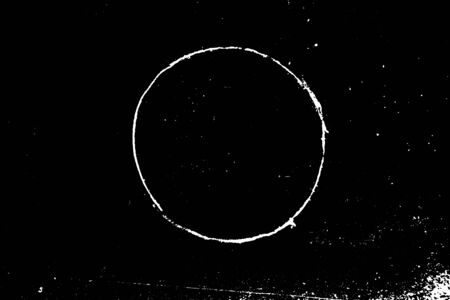 Grunge white texture in round shape on black background (Vector). Use for decoration, aging or old...