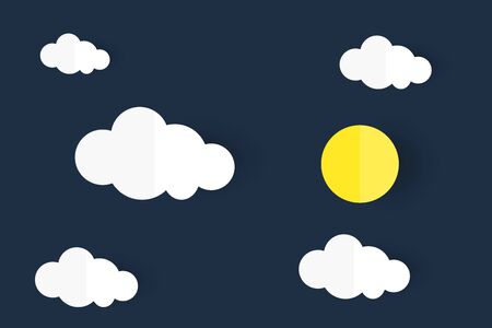 Paper art in white cloud and full moon shape on dark blue sky backgroundのイラスト素材