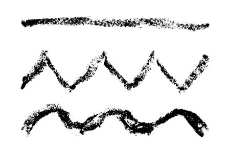 Set of grunge black chalk texture stripe brush on white backgroundのイラスト素材