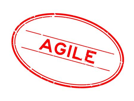 Grunge red agile word oval rubber seal stamp on white backgroundのイラスト素材