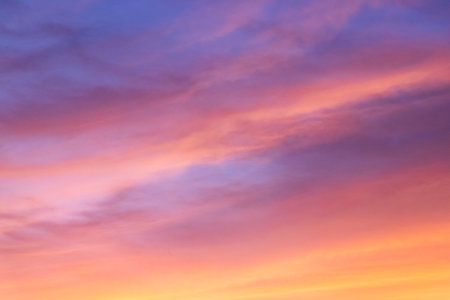 Beautiful color light sky with cloud background from sunsetの写真素材