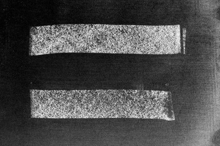 White color chalk hand drawing in set of line or square shape on black board background